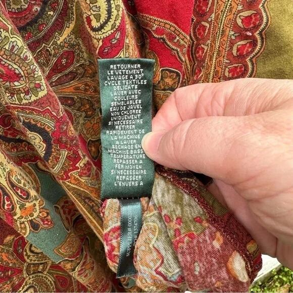 Lauren Ralph Lauren scoop neck long balloon sleeve blouse Paisley plus size - Picture 5 of 6